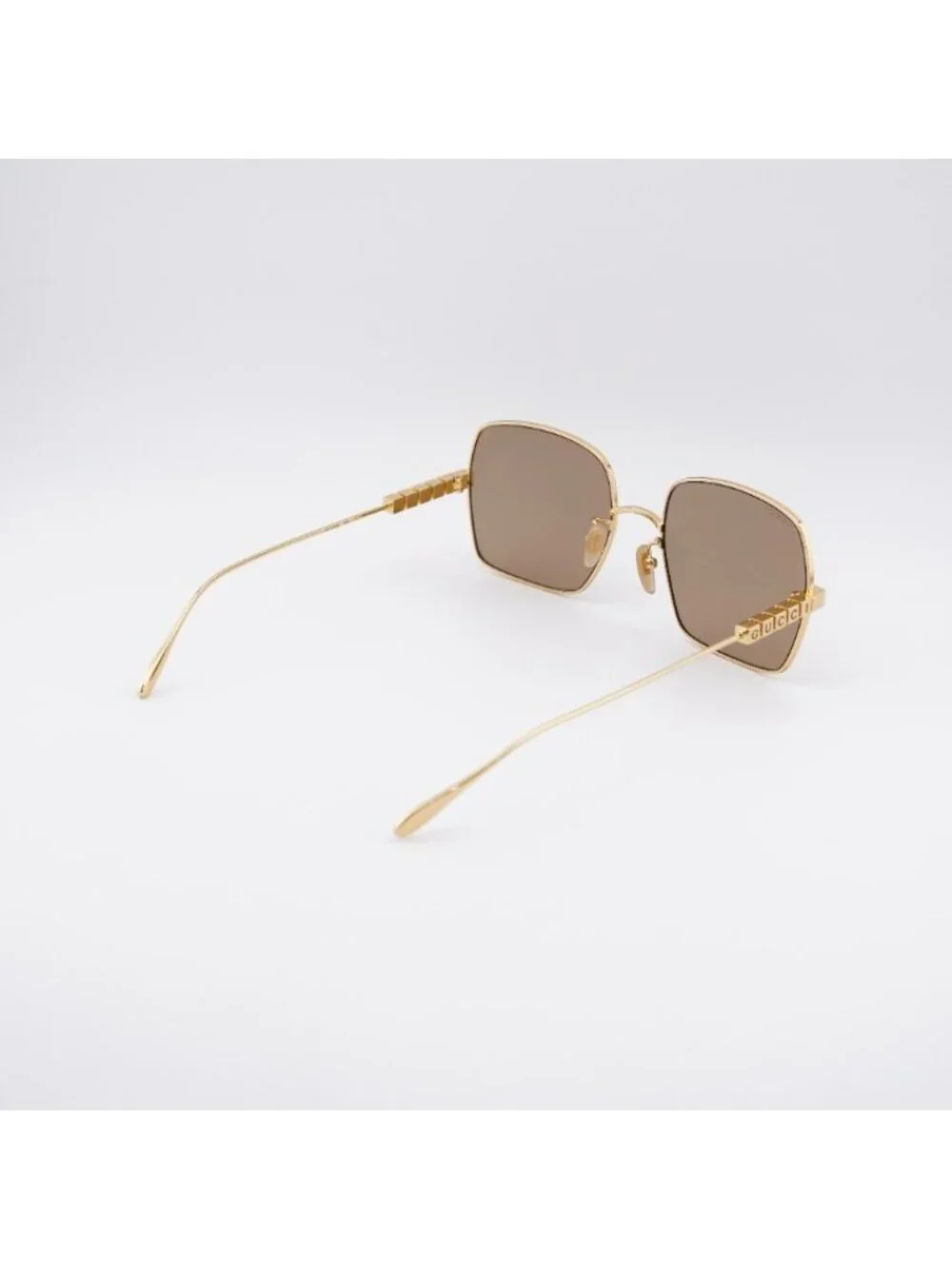 Gucci GG1434S 004 Sunglasses Gold Square Frame, Brown with Gold Mirror Lenses